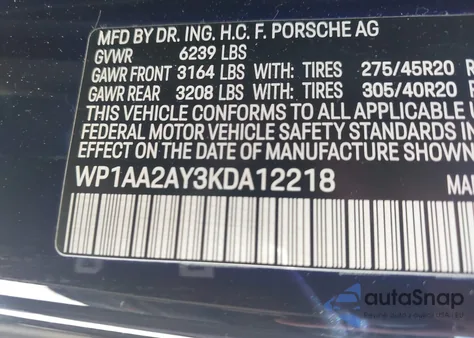 2019 Porsche Cayenne from USA, damaged, VIN WP1AA2AY3KDA12218
